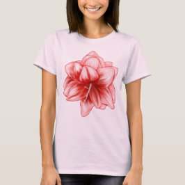 Illustriert-rosa-weiße Amaryllis T-Shirt