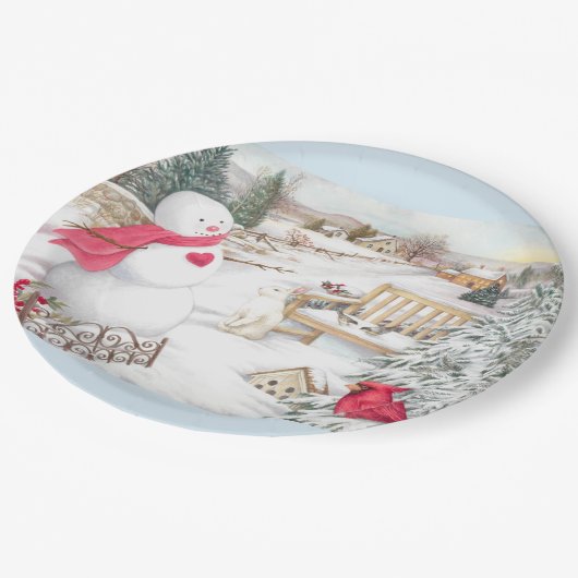 Illustriert Snowmen Winter Wonderland Pappteller (Schrägansicht)