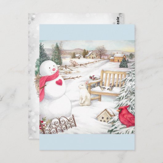 Illustriert Snowmen Winter Wonderland Postkarte (Vorne/Hinten)