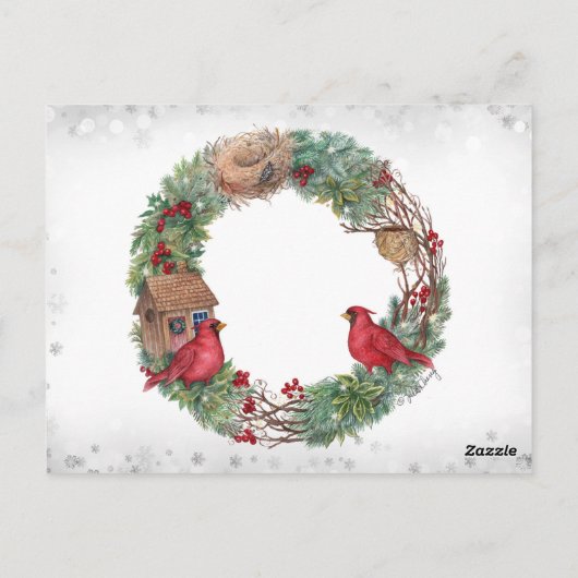 Illustriert Snowmen Winter Wonderland Postkarte (Rückseite)