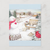 Illustriert Snowmen Winter Wonderland Postkarte (Vorderseite)