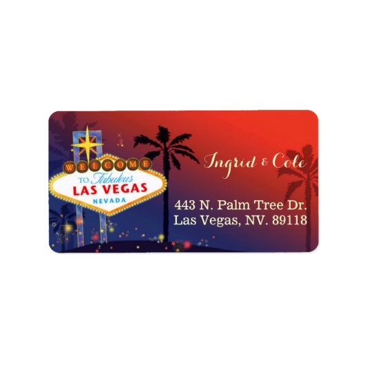 Illustriert Twilight Las Vegas Wedding Address Adressaufkleber (Vorne)