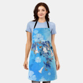 Illustriert-Weißer Wasserfarben-Mondblume Schürze (Getragen)