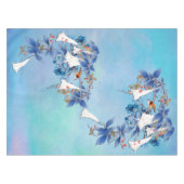 Illustriert-Weißer Wasserfarben-Mondblume Tischdecke (Vorderseite (Horizontal))