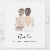 Illustriert wirst du meine Brautmeisterin sein Weinetikett (Einzelnes Label)