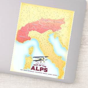 Illustrierte Alpenkarte Aufkleber
