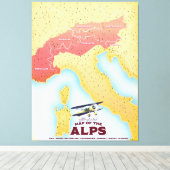 Illustrierte Alpenkarte Leinwanddruck (Insitu (Holzboden))