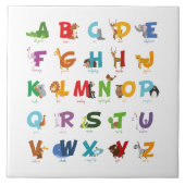 Illustrierte Alphabet-Tiere Fliese (Vorderseite)