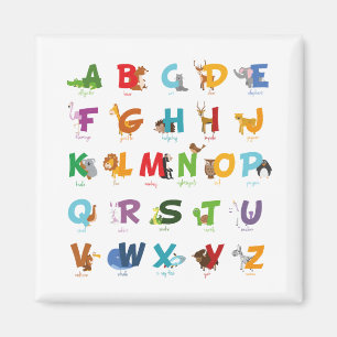 Illustrierte Alphabet-Tiere Magnet