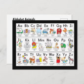 Illustrierte Alphabettiere Postkarte (Vorne/Hinten)