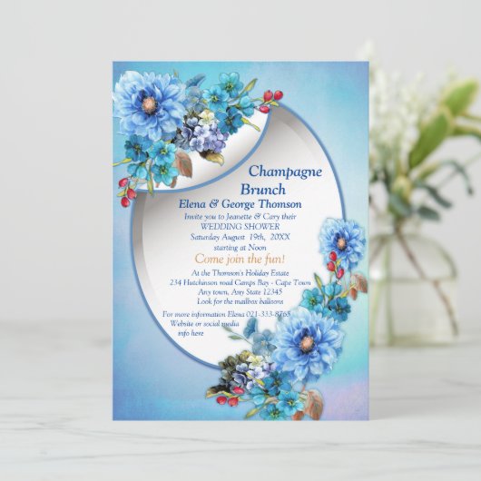 Illustrierte Aquarellmoon Blume Dusche Einladung (Stehend Vorderseite)