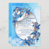 Illustrierte Aquarellmoon Blume Dusche Einladung (Vorne/Hinten)