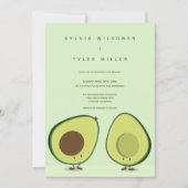 Illustrierte Avocados Grüne vertikale Hochzeit Einladung (Vorderseite)