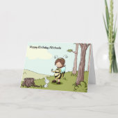 Illustrierte Biene als Personalisiertes Glück Gebu Karte (Vorderseite)