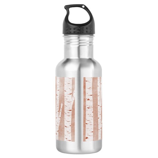 Illustrierte Birkenbäume Edelstahlflasche (Rückseite)