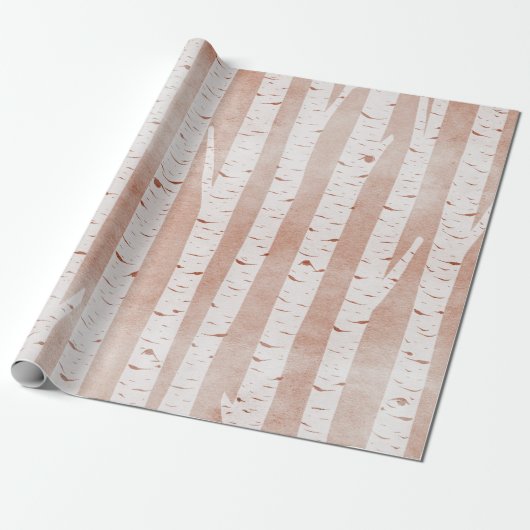 Illustrierte Birkenbäume Geschenkpapier (Ungerollt)