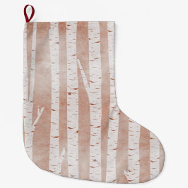 Illustrierte Birkenbäume Großer Weihnachtsstrumpf
