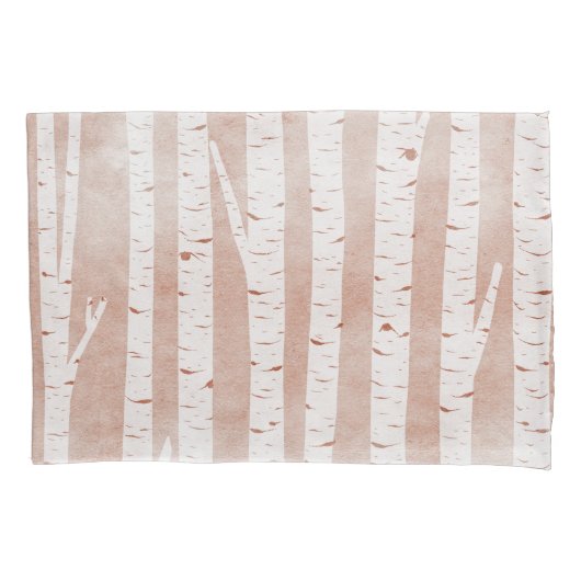 Illustrierte Birkenbäume Kissenbezug (Vorderseite)