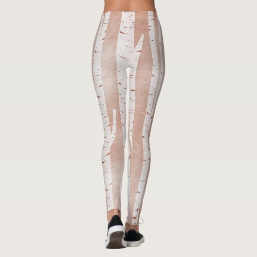 Illustrierte Birkenbäume Leggings (Rückseite)