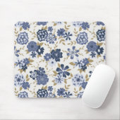 Illustrierte Blaue Vektor-Blume Reben Mousepad (Mit Mouse)