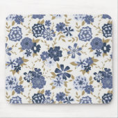 Illustrierte Blaue Vektor-Blume Reben Mousepad (Vorne)