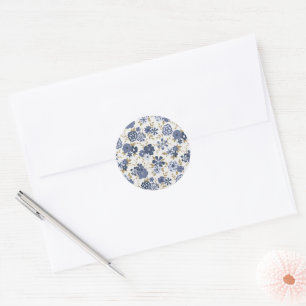 Illustrierte Blauweine-Blume Botanisch Runder Aufkleber