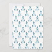 Illustrierte Blue Rocket Ship Babydusche Einladung (Rückseite)