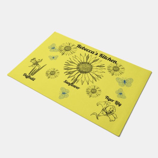 Illustrierte Blume Fußmatte (Schrägansicht)