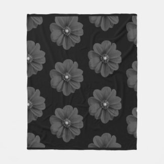 "Illustrierte Blume in Schwarz-Grau-Muster" Fleecedecke