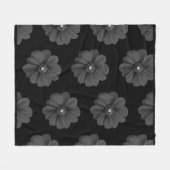 "Illustrierte Blume in Schwarz-Grau-Muster" Fleecedecke (Vorderseite (Horizontal))