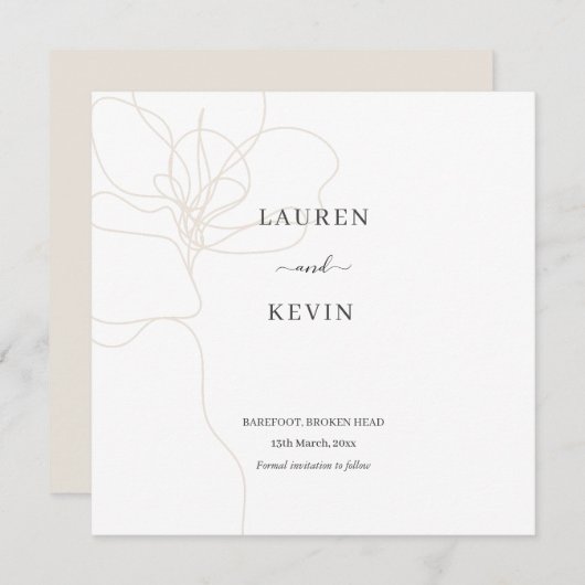 Illustrierte Blume Klassiker Save the Date in Einladung (Vorne/Hinten)