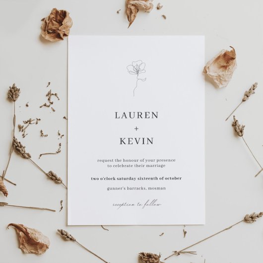 Illustrierte Blume Klassische Hochzeitsfeier Einladung