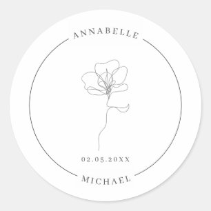 Illustrierte Blume Runder Aufkleber