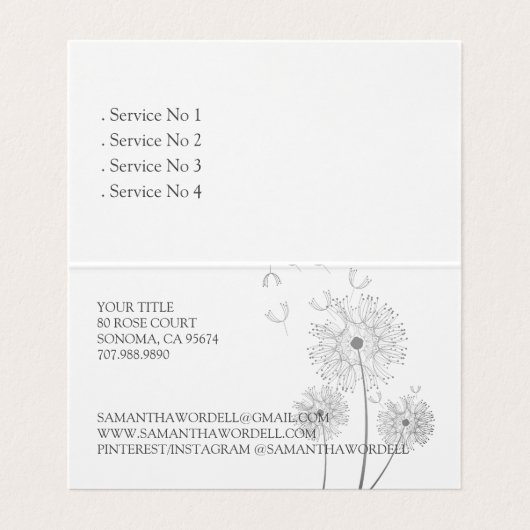 Illustrierte Blume von Doula oder Midfrau Visitenkarten (Innenseite Aufgefaltet)