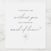 Illustrierte Blume wirst du mein Jungwein sein Weinetikett (Einzelnes Label)