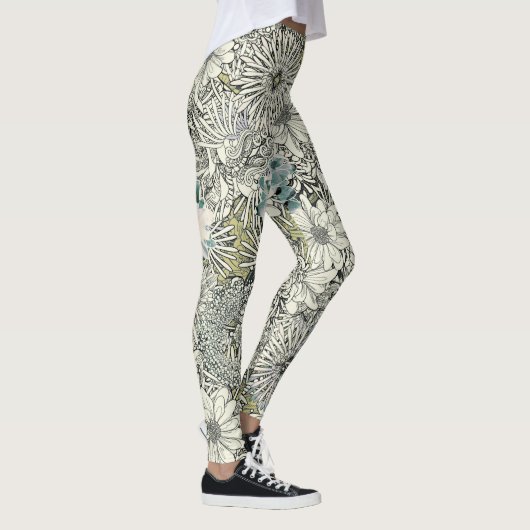 Illustrierte BlumenLeggings Leggings (Rechts)