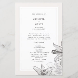 Illustrierte Blumenlilien-Hochzeitsprogramme