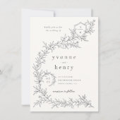 Illustrierte Botanische Blütenhochzeit Einladung (Vorderseite)