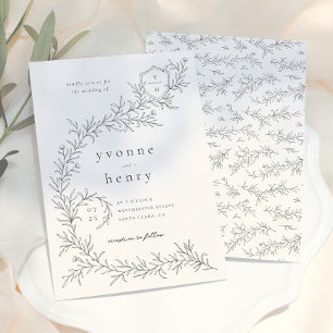 Illustrierte botanische florale schwarze und creme einladung