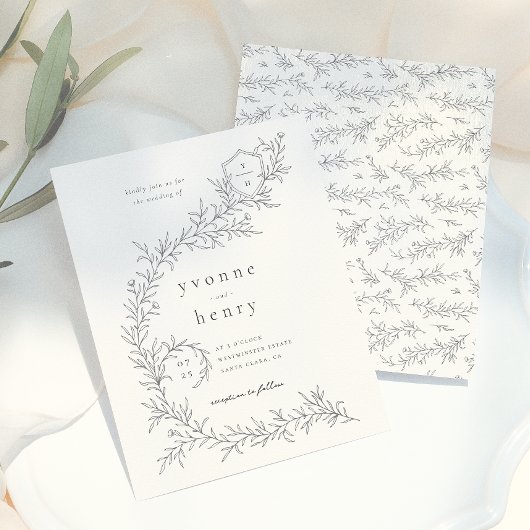 Illustrierte Botanische Hochzeit mit Black & Cream