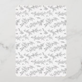 Illustrierte botanische Schwarz-Weiß-Hochzeit Folieneinladung (Rückseite)