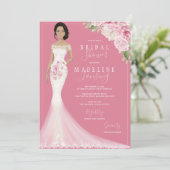 Illustrierte Braut im Spitzen-Gown-Brautparty Einladung (Stehend Vorderseite)