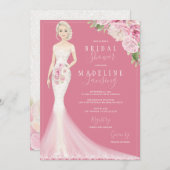 Illustrierte Braut im Spitzen-Gown-Brautparty Einladung (Vorne/Hinten)