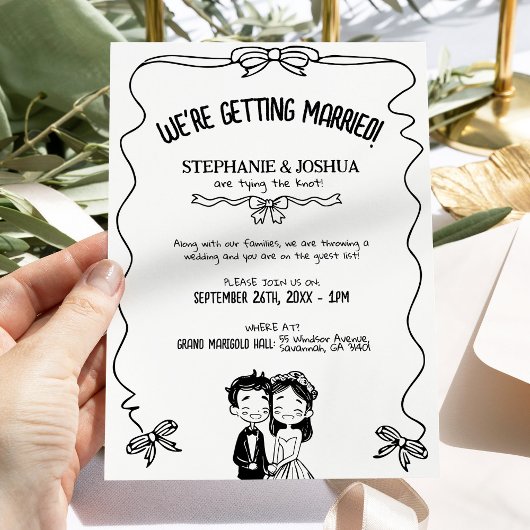 Illustrierte Braut und Bräuche Einladung