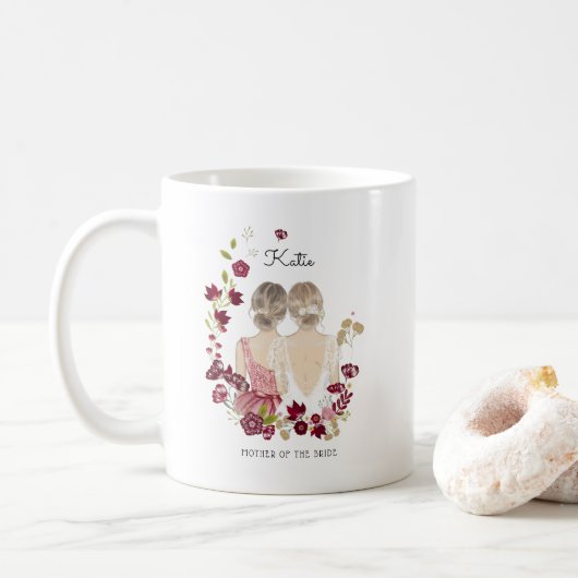 Illustrierte Brautmutter | Monogramm Kaffeetasse (Mit Donut)