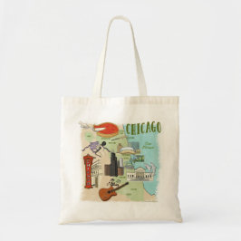 Illustrierte Chicago Map Tote Bag Tragetasche