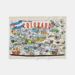 Illustrierte Colorado-Karte Klein  Fleecedecke