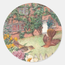 Illustrierte cotswolds Hütte Gartenlabel Runder Aufkleber