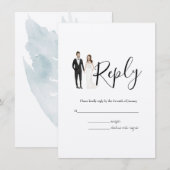 Illustrierte Couple UAWG Wedding Card Begleitkarte (Vorne/Hinten)