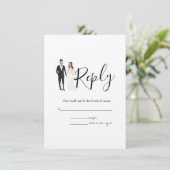 Illustrierte Couple UAWG Wedding Card Begleitkarte (Stehend Vorderseite)